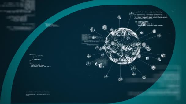 Animación Procesamiento Datos Financieros Globo Sobre Fondo Azul Negocios Globales — Vídeos de Stock