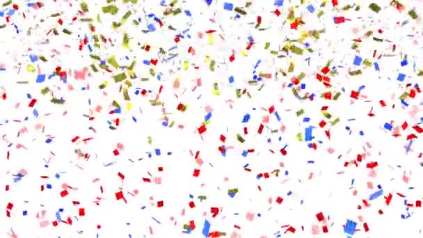 Animatie Van Kleurrijke Confetti Vallen Witte Achtergrond Autisme Bewustzijn Maand — Stockvideo