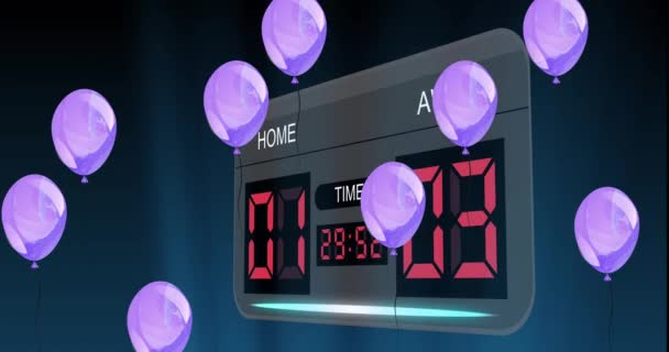 Animation Balloons Scoreboard Black Background Sports Competition Concept Digitally Generated — Stock Video