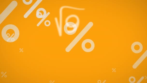 Animación Ecuaciones Matemáticas Sobre Fondo Naranja Concepto Educación Aprendizaje Desarrollo — Vídeo de stock