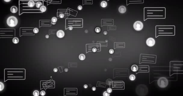 Animation Des Icônes Des Médias Sociaux Des Bulles Expression Sur — Video