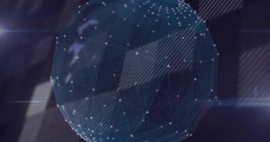 Siyah arkaplan üzerinden küresel ve finansal veri işleme animasyonu. küresel iş, finans ve dijital arayüz kavramı dijital olarak oluşturulmuş video.