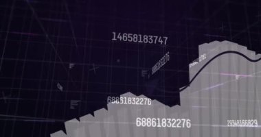 Siyah arkaplan üzerinden finansal veri işleme animasyonu. küresel iş, finans ve dijital arayüz kavramı dijital olarak oluşturulmuş video.