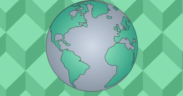 Animation Der Erdkugel Auf Grünem Quadratischen Hintergrund Globale Umwelt Grüne — Stockvideo