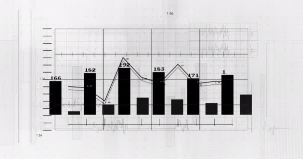 Animazione Delle Statistiche Dell Elaborazione Dei Dati Finanziari Griglia Sfondo — Video Stock