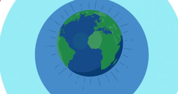 蓝色背景下的全球动画 全球环境 绿色能源和数字视频接口概念 — 图库视频影像