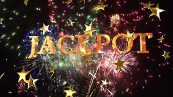 Animatie Van Bewegende Sterren Jackpot Tekst Vuurwerk Gevaar Casino Concept — Stockvideo