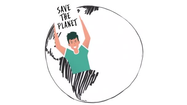 Animáció Mentse Bolygó Szövegét Világ Minden Tájáról Globális Környezet Zöld — Stock videók