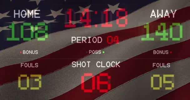 Animation Scoreboard Numbers Usa Flag Sports Competition Concept Digitally Generated — Stock Video