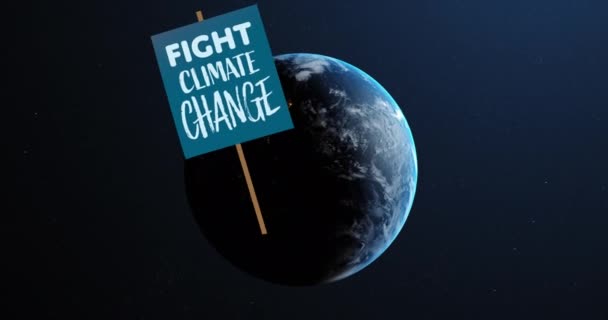 Анимация Текста Борьбы Изменением Климата Всему Миру Глобальная Окружающая Среда — стоковое видео