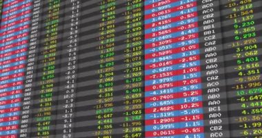 Gri arka planda değişen borsa rakamlarının animasyonu. küresel iş, finans, bağlantılar ve dijital arayüz konsepti dijital olarak oluşturulmuş video.