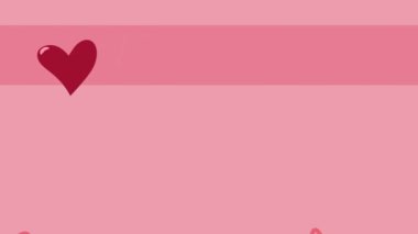 Sevgililer Günü metninin animasyonu kalplerin üzerinde. Sevgililer Günü ve kutlama konsepti dijital olarak oluşturulmuş video.