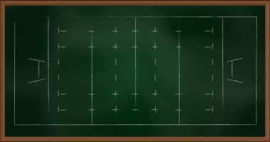Yeşil arka planda oyun planının çizimi. Spor ve yarışma konsepti dijital olarak oluşturulmuş video.