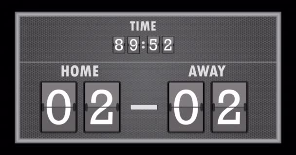 Animatie Van Het Scorebord Met Cijfers Zwarte Achtergrond Sport Concurrentie — Stockvideo