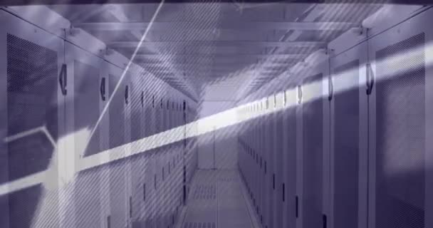 Animazione Del Trattamento Dei Dati Finanziari Server Room Business Globale — Video Stock