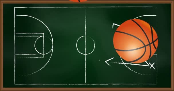 篮筐的动画超过了游戏计划的绘图 体育与竞争概念数码视频 — 图库视频影像