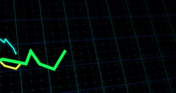 Animation Des Tracking Von Linien Und Der Verarbeitung Von Finanzdaten — Stockvideo