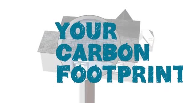 Animation Your Carbon Footprint Text House Global Environment Green Energy — Stock Video