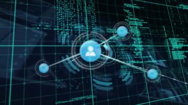 DNA iplikçiklerinin animasyonu, bağlantıların ağı ve kara arkaplan üzerinde veri işleme. küresel bilim, tıp ve veri işleme kavramı dijital olarak oluşturulmuş video.