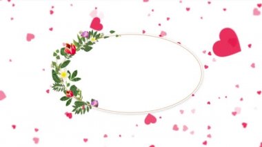 Mutlu sevgililer günü metninin animasyonu kalplerin üzerinde. Sevgililer Günü ve kutlama konsepti dijital olarak oluşturulmuş video.