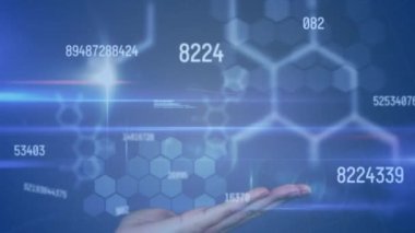 DNA dizilimi ve bilimsel veri işleme animasyonu. eğitim, bilim, öğrenme ve bilgi konsepti dijital olarak oluşturulmuş video.