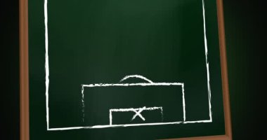 Yeşil arka planda oyun planının çizimi. Spor ve yarışma konsepti dijital olarak oluşturulmuş video.