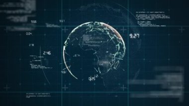 Siyah arka planda finansal veri işleme animasyonu. küresel iş, finans, bağlantılar ve dijital arayüz konsepti dijital olarak oluşturulmuş video.