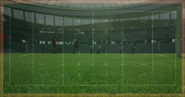 Animation Dessin Plan Match Sur Divers Joueurs Masculins Stade Sport — Video