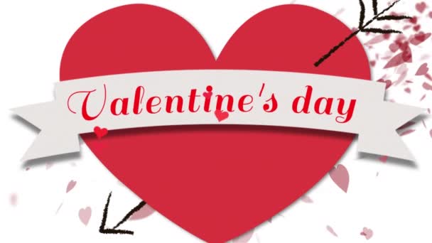 Animation Valentines Day Text Hearts Valentines Day Celebration Concept Digitally — Stock Video