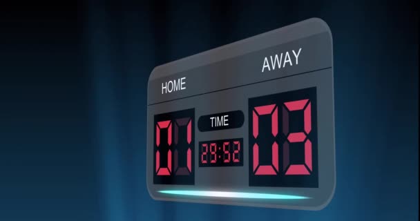 Animatie Van Het Scorebord Met Cijfers Zwarte Achtergrond Sport Concurrentie — Stockvideo