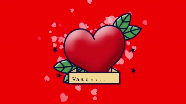 Animace Valentýnského Textu Nad Srdcem Valentýn Koncepce Oslav Digitálně Generované — Stock video