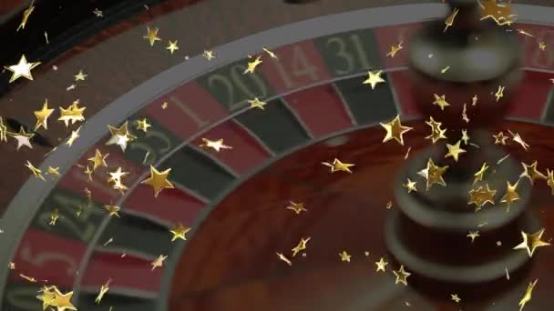 Animatie Van Bewegende Sterren Roulette Casino Gevaar Casino Concept Digitaal — Stockvideo