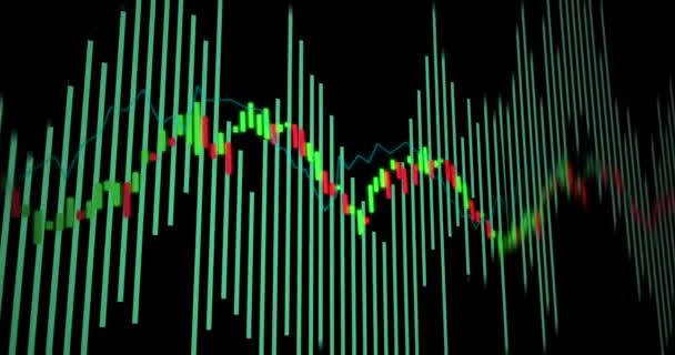 Animação Processamento Dados Financeiros Fundo Preto Negócio Global Finanças Conexões — Vídeo de Stock