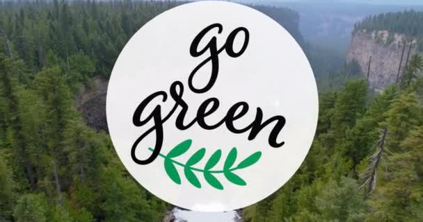 Animation Grön Text Över Skogen Global Miljö Grön Energi Och — Stockvideo
