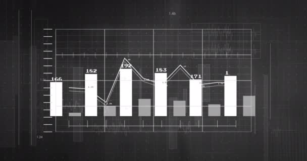 Animation Financial Data Processing Black Background Global Business Finances Connections — Αρχείο Βίντεο
