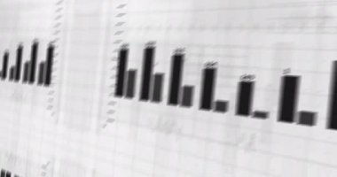 Beyaz zemin üzerinde numaralar olan diyagramların animasyonu. küresel iş, finans, bağlantılar ve dijital arayüz konsepti dijital olarak oluşturulmuş video.