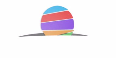 Beyaz arkaplanda renkli parçalardan oluşan dairelerin animasyonu. Ulusal bulmaca günü ve dijital olarak üretilen video konsepti.