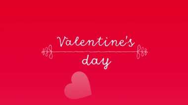 Sevgililer Günü metninin animasyonu kalplerin üzerinde. Sevgililer Günü ve kutlama konsepti dijital olarak oluşturulmuş video.