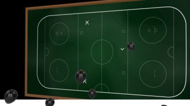 Yeşil arka planda oyun planının üzerine balon çizimi. Spor ve yarışma konsepti dijital olarak oluşturulmuş video.