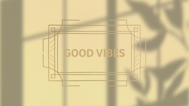 Animation Good Vibes Text Shadows Yellow Background Social Media Communication — Stock Video