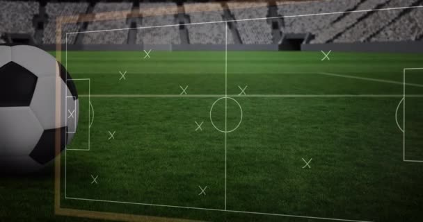 Animación Dibujo Del Plan Juego Sobre Estadio Fútbol Concepto Deportes — Vídeos de Stock