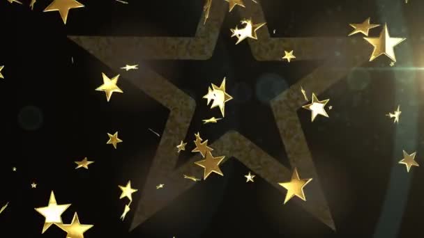 Animación Estrellas Cayendo Sobre Estrellas Sobre Fondo Negro Concepto Fiesta — Vídeo de stock