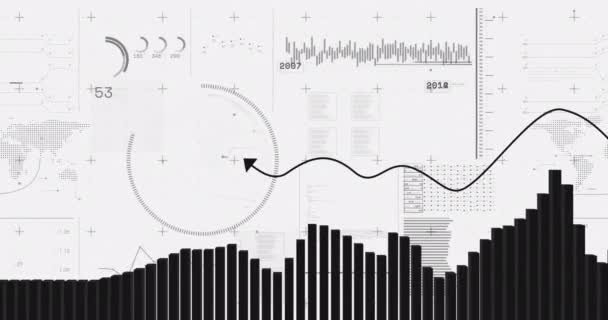 Animation Der Verarbeitung Von Finanzdaten Auf Weißem Hintergrund Globales Geschäft — Stockvideo