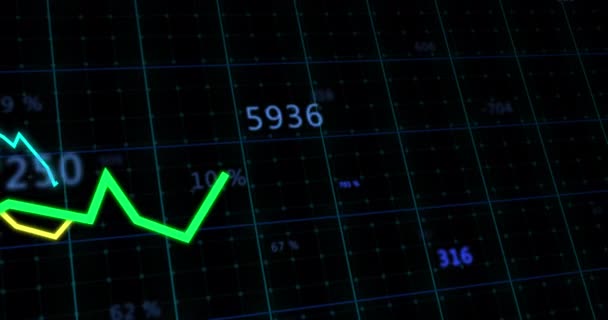 Animación Del Procesamiento Datos Financieros Sobre Fondo Negro Negocios Globales — Vídeo de stock