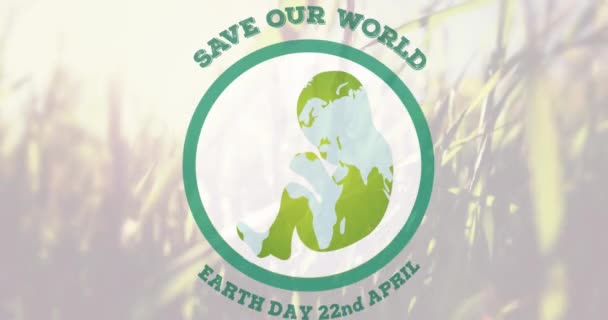Animation Von Earth Day Text Und Baby Mit Globus Über — Stockvideo