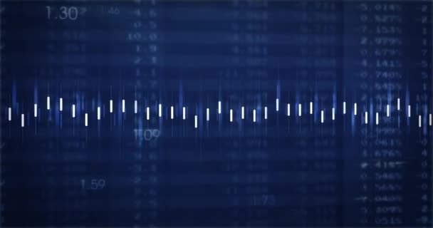 Animace Bílých Čar Nad Čísly Modrém Pozadí Globální Obchod Finance — Stock video
