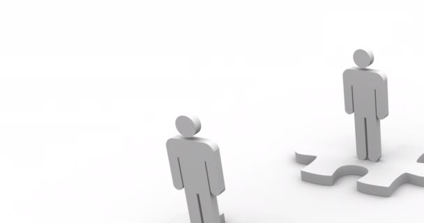 Анимация Икон Людей Стоящих Белых Кусочках Головоломки Национальный День Головоломок — стоковое видео