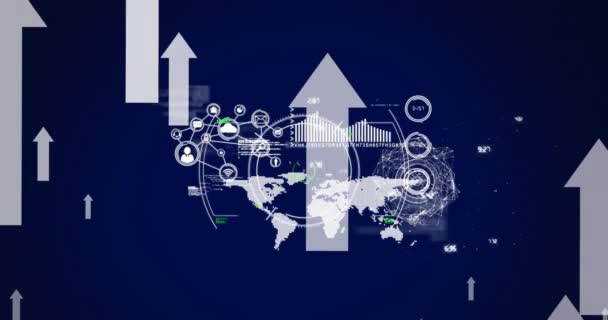 Animación Flechas Escaneo Del Alcance Sobre Procesamiento Datos Financieros Sobre — Vídeos de Stock