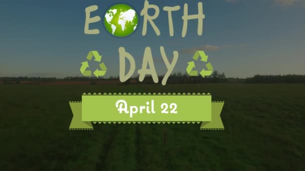 Animation Earth Day Text Field Παγκόσμιο Περιβάλλον Πράσινη Ενέργεια Και — Αρχείο Βίντεο