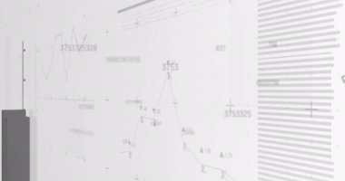 Beyaz arka planda finansal veri işleme animasyonu. küresel iş, finans ve dijital arayüz kavramı dijital olarak oluşturulmuş video.